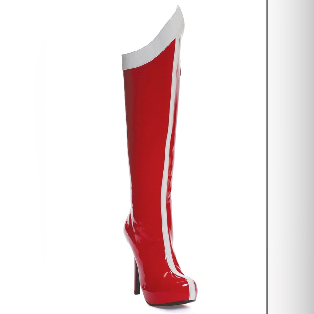 Super Hero costume/cosplay - Red and White Knee-High heel Boots. Sailor Moon